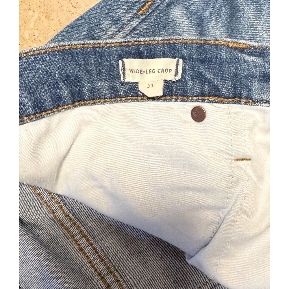 Madewell Wide-Leg Crop Jeans Medium Finney Wash Size 31 Raw Hem Light Distress - Picture 9 of 12